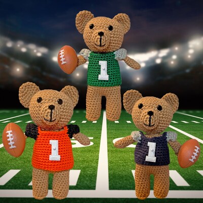 Football Crochet Teddy Bear, Stuffed Teddy Bear, Football Fan Gift - image4